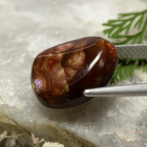 Ágata de fogo Multicolorido Natural 6.65ct, oval, Opaco