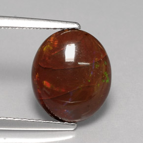 Opala de fogo multicolorido natural 2,78ct, corte oval, opaco