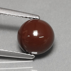 Opala de fogo marrom natural 1,90ct, corte redondo, opaco