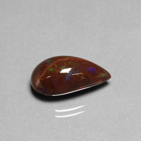 Opala de fogo multicolorido natural 5,89ct, formato de pêra, opaco