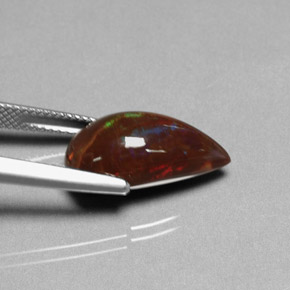 Opala de fogo multicolorido natural 5,89ct, formato de pêra, opaco