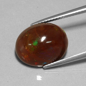 Opala de fogo multicolorido natural 6,48ct, corte oval, opaco