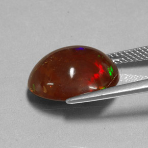 Opala de fogo multicolorido natural 6,48ct, corte oval, opaco