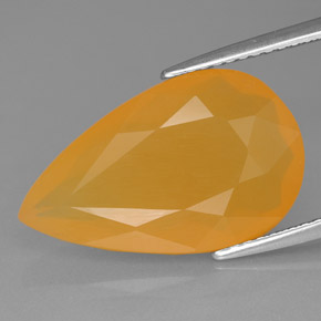 Opala de fogo laranja natural 6,20ct, formato de pêra, translúcido