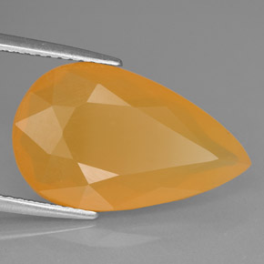 Opala de fogo laranja natural 6,20ct, formato de pêra, translúcido