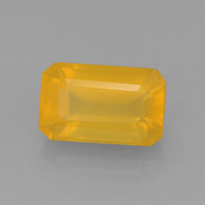 Opala de fogo laranja natural 1,20ct, corte esmeralda, translúcido