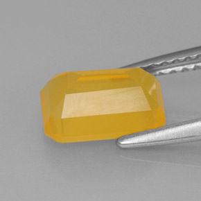 Opala de fogo laranja natural 1,20ct, corte esmeralda, translúcido