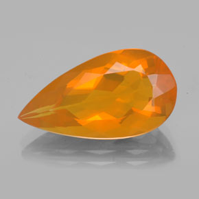 Opala de fogo laranja natural 5,47ct, formato de pêra, transparente