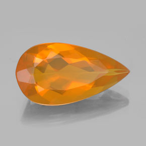 Opala de fogo laranja natural 5,47ct, formato de pêra, transparente