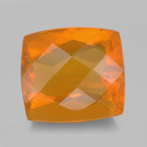 Opala de fogo laranja natural 13,56ct, almofada cortada, transparente