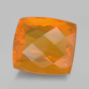Opala de fogo laranja natural 13,56ct, almofada cortada, transparente