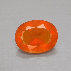 Opala de fogo laranja natural 1,32ct, corte oval, transparente