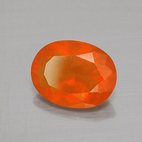 Opala de fogo laranja natural 1,32ct, corte oval, transparente