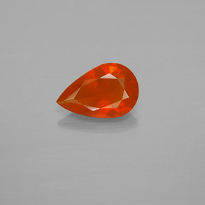 Opala de Fogo laranja avermelhado Natural 0.72ct, Formato de pêra, Transparente