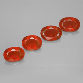 Pedras preciosas de opala de fogo vermelho natural de 2,77 ct, corte oval, transparente