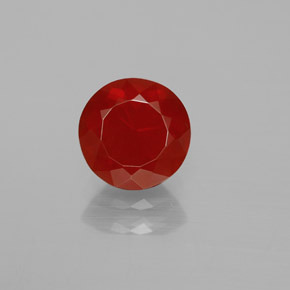Opala de fogo laranja natural 1,53ct, corte redondo, transparente