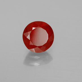 Opala de fogo laranja natural 1,53ct, corte redondo, transparente