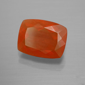 Opala de fogo laranja natural 3,70ct, almofada cortada, transparente