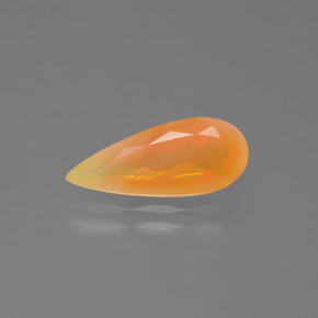 Opala de fogo laranja natural 1,64ct, formato de pêra, transparente