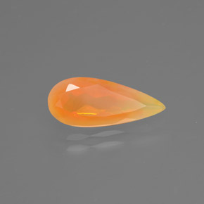 Opala de fogo laranja natural 1,64ct, formato de pêra, transparente