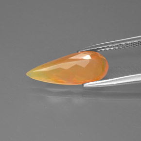 Opala de fogo laranja natural 1,64ct, formato de pêra, transparente