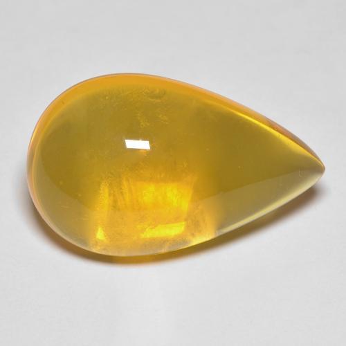 Opala de fogo dourado natural 10,94ct, formato de pêra, transparente