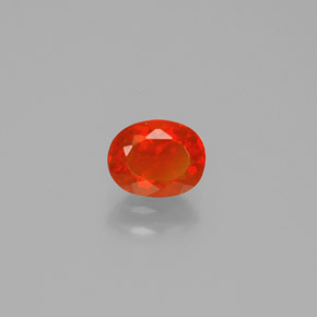 Opala de Fogo laranja avermelhado Natural 0.62ct, Corte Oval, Transparente