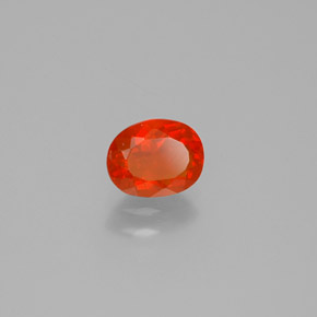 Opala de Fogo laranja avermelhado Natural 0.62ct, Corte Oval, Transparente