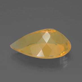 Opala de fogo amarelo natural 10,72ct, formato de pêra, transparente