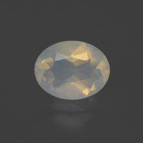 Opala de Fogo Branco amarelado Natural 1.48ct, Corte Oval, Transparente