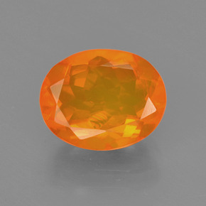 Opala de fogo laranja natural 1,59ct, corte oval, transparente