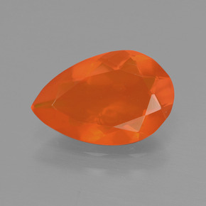 Opala de fogo laranja natural 1,46ct, formato de pêra, transparente