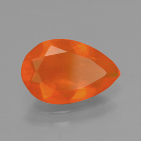 Opala de fogo laranja natural 1,46ct, formato de pêra, transparente