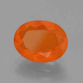Opala de fogo laranja natural 1,50ct, corte oval, transparente