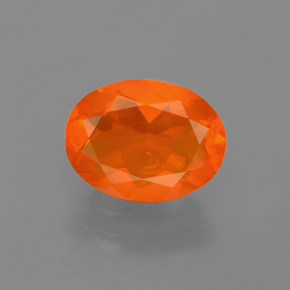 Opala de fogo laranja natural 0,93ct, corte oval, transparente