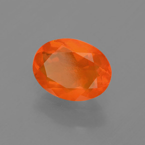 Opala de fogo laranja natural 0,93ct, corte oval, transparente