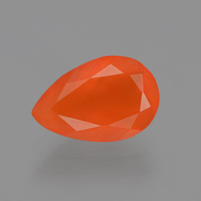 Opala de fogo laranja natural 1,28ct, formato de pêra, translúcido