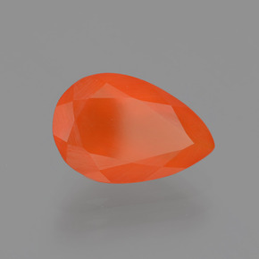 Opala de fogo laranja natural 1,28ct, formato de pêra, translúcido