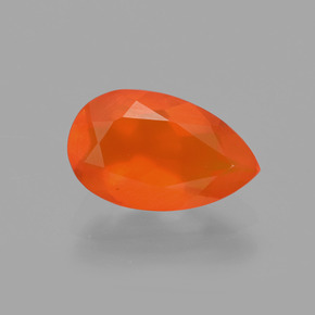Opala de fogo laranja natural 0,83ct, formato de pêra, transparente