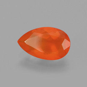 Opala de fogo laranja natural 0,83ct, formato de pêra, transparente
