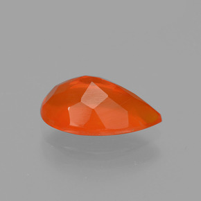 Opala de fogo laranja natural 0,83ct, formato de pêra, transparente