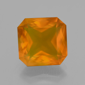 Opala de fogo laranja natural 4,62ct, corte esmeralda, translúcido