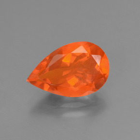 Opala de fogo laranja natural 1,65ct, formato de pêra, transparente