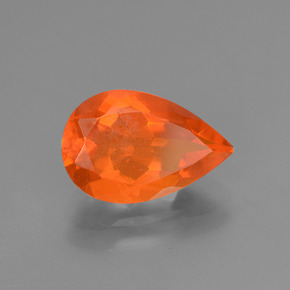 Opala de fogo laranja natural 1,65ct, formato de pêra, transparente