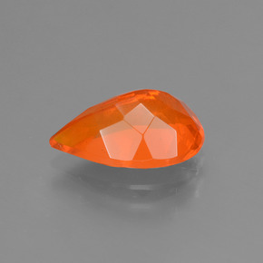 Opala de fogo laranja natural 1,65ct, formato de pêra, transparente