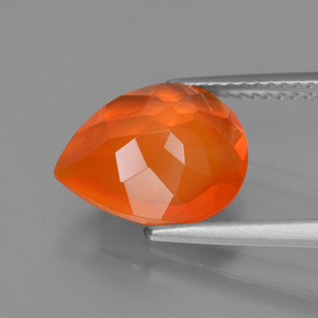 Opala de fogo laranja natural 2,04ct, formato de pêra, transparente