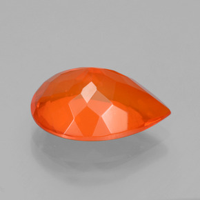 Opala de fogo laranja natural 3,23ct, formato de pêra, transparente