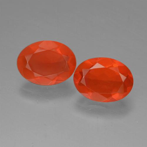 Pedras preciosas de opala de fogo laranja natural de 1,23 ct, corte oval, transparente