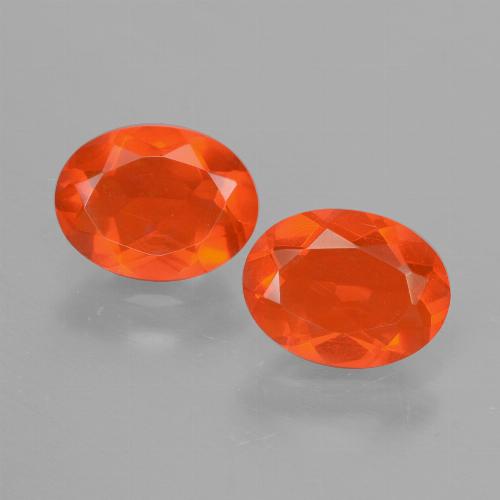 Pedras preciosas de Opala de Fogo Laranja Avermelhado Profundo natural de 1.39 ct, Corte Oval, Transparente