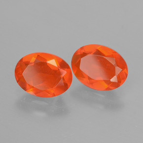 Pedras preciosas de Opala de Fogo Laranja Avermelhado Profundo natural de 1.39 ct, Corte Oval, Transparente